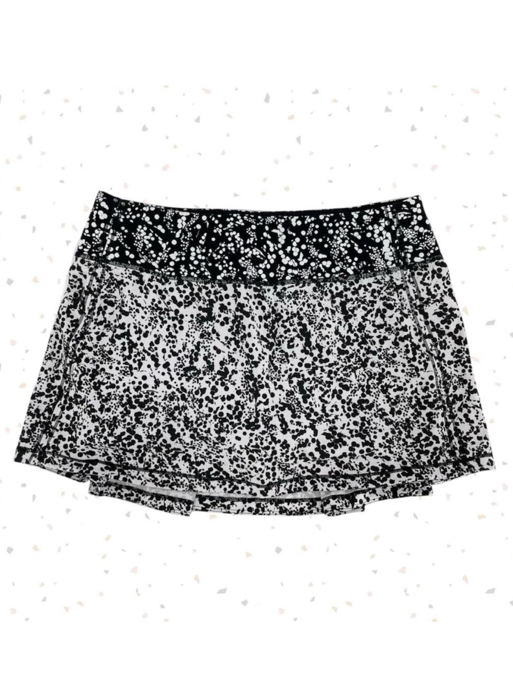 Lululemon Pace Rival Skirt Black White Print Tennis Fit Pickleball Skort Size 4